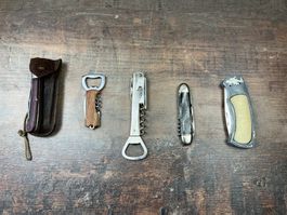 Alte Messer Klappmesser Sackmesser Flaschenöffner set