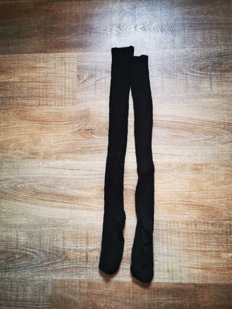 Schwarze Kniestrümpfe mit Zopfmuster, warme Winterstrümpfe f