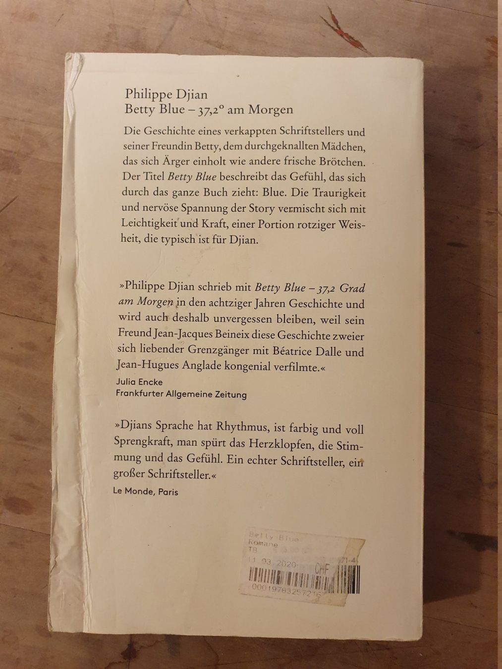 Libri: Betty Blue Philippe Djian Diogenes – Usato da Zürich venduto da loosebone 1