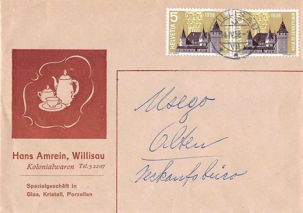 Cartoline postali: AMREIN illust. Couvert WILLISAU – Usato da Winterthur venduto da SchatzchischtliWinti