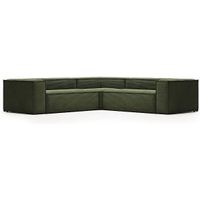 Kave Home Ecksofa Blok Casa dicker Cord grün 290 x 290
