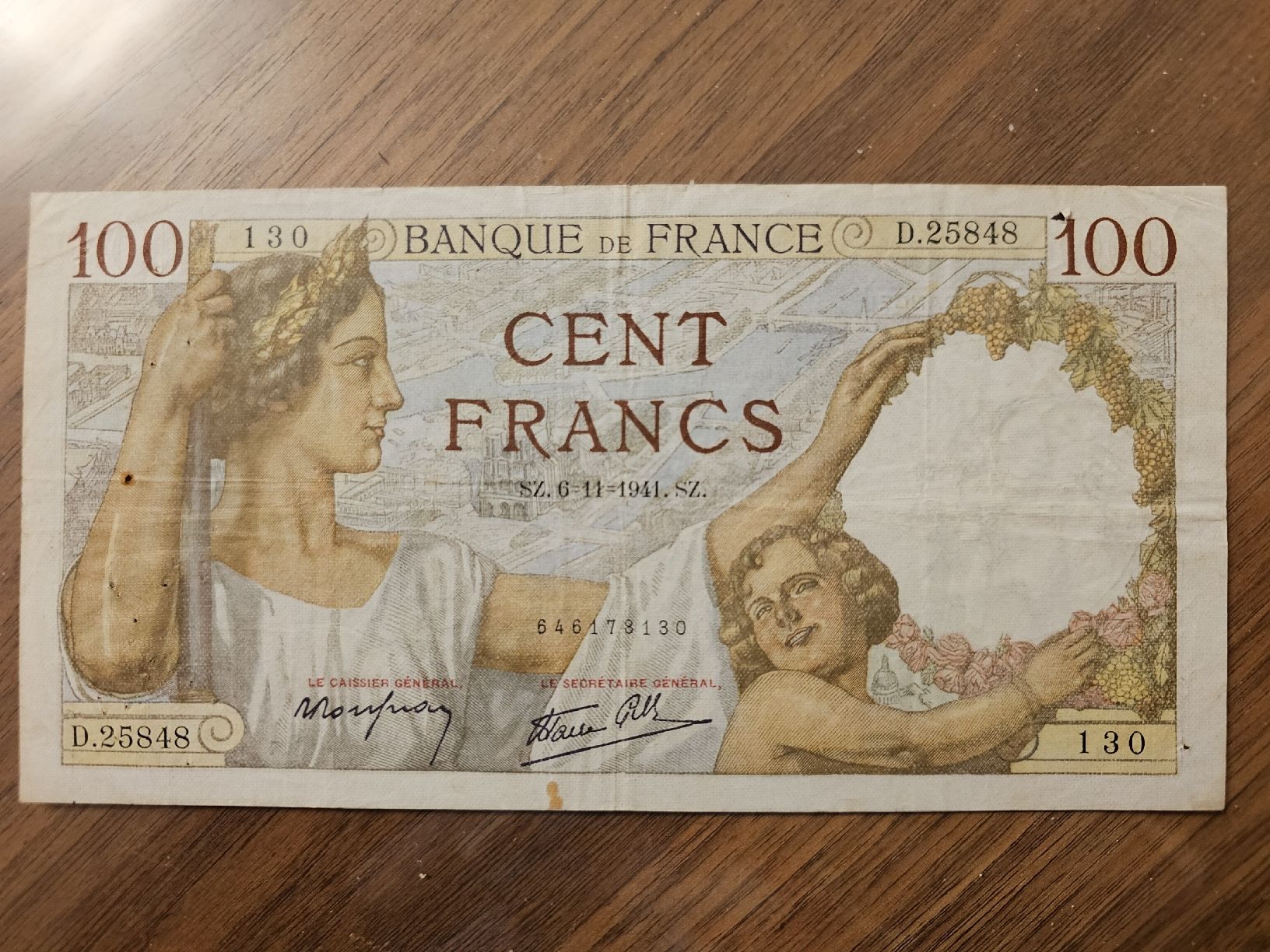 Banconote: France - 100 francs 1941 – Usato da Nidau venduto da Misterpix