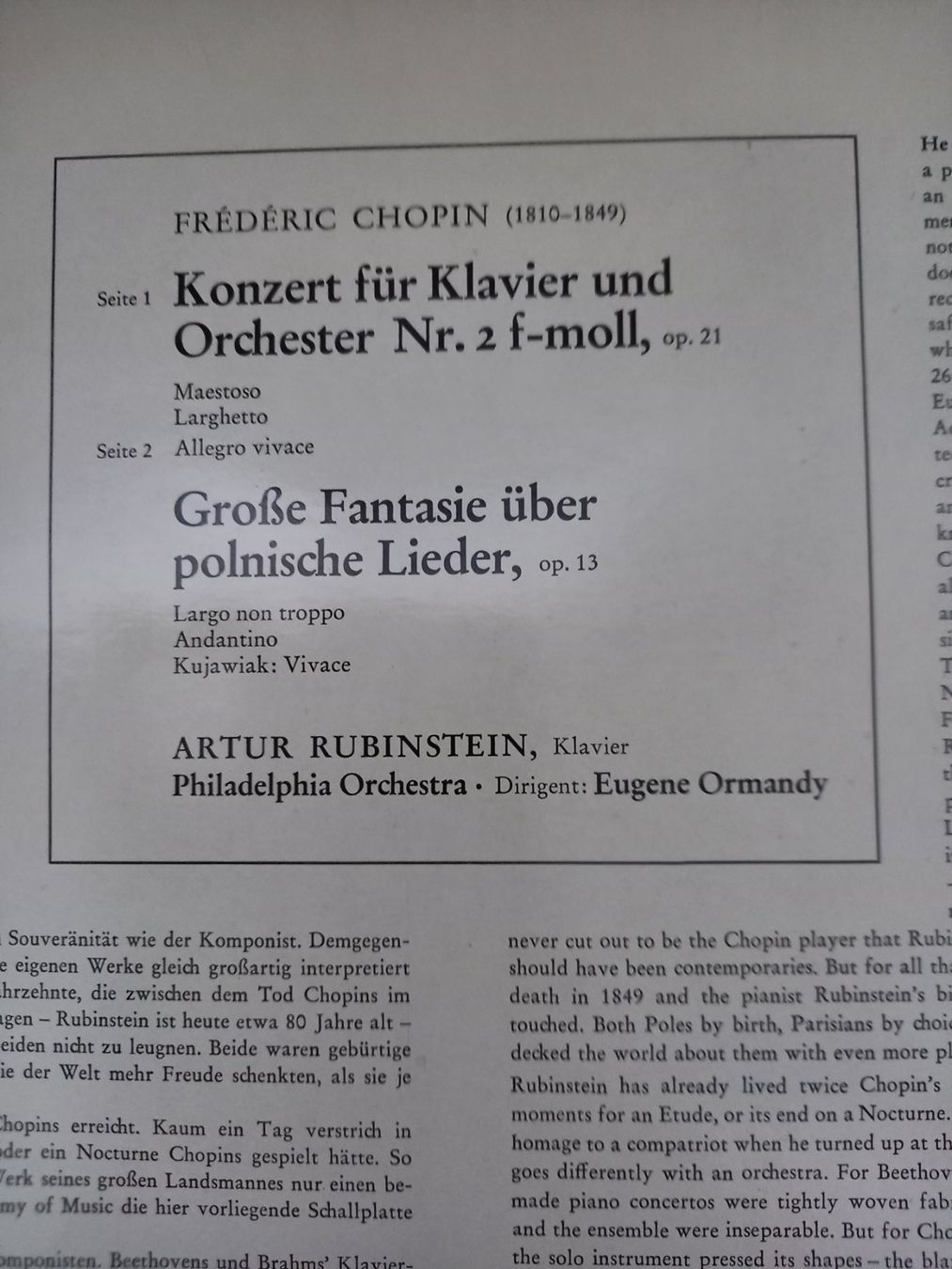 Schallplatten: Klassik-LP "ARTUR RUBINSTEIN" – Neu (gemäss Beschreibung) aus Binningen von mar_2jlr 3