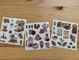 Sticker Aufkleber Scrapbook Kaffee Coffee Nostalgie 16