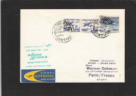 Flugbrief Lufthansa , Chile - Frankfurt , 22.5.1961