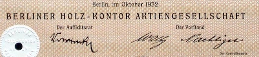 Dokumente: Berliner Holz-Kontor AG, Berlin - 1932 – Gebraucht aus Solothurn von Sgasche 1