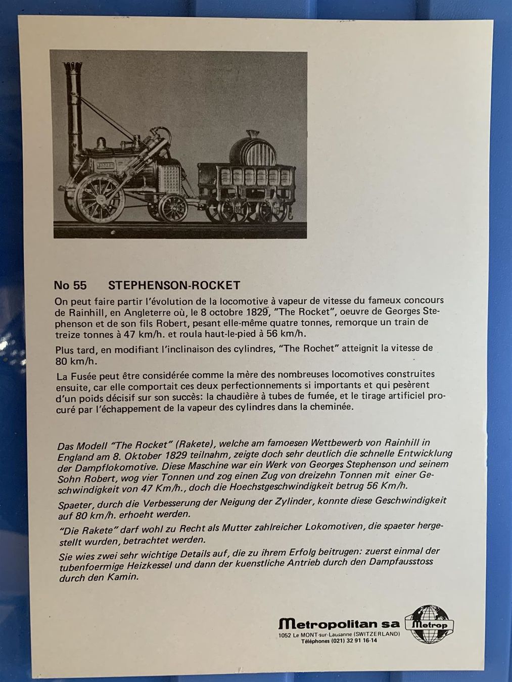 Metropolitan Modelleisenbahnen: Metrop 55 Etikett + Bescheinigung Rocket – Neu und originalverpackt aus Hauterive NE von eriamch 2