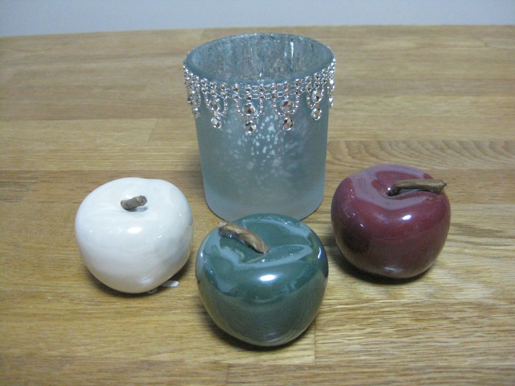 Alle Dekorationen: Schönes Glas Teelicht und 3 Äpfeli – Neu (gemäss Beschreibung) aus Romanshorn von Wazoohandlung