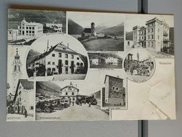 Alte PK / Samaden - Dorfstrasse Stations Gebäude ca. 1910