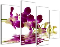 4-teiliges Leinwandbild - Orchideen Blumen -130x80cm