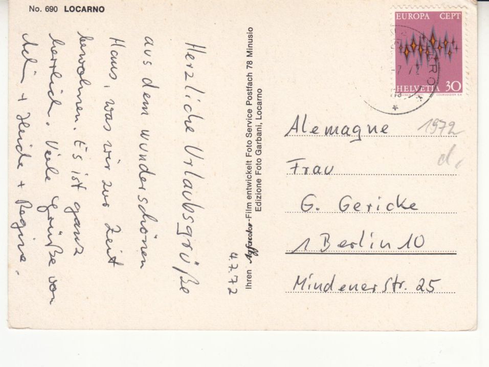 Ansichtskarten: Locarno 1972 – Gebraucht aus Bürglen TG von StampGraf 1
