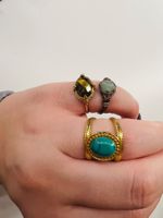 3er Set Vintage Ringe, Modeschmuck, verstellbar💍💛💚