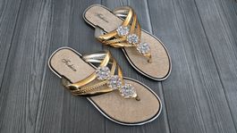 🆕️ Zehentrenner - 40 - Sandalen mit Schmucksteinen