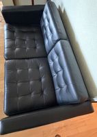 Sofa Leder schwarz 2-Sitzer guter Zustand
