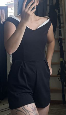 Eleganter schwarz-weisser Jumpsuit / Playsuit Gr. S