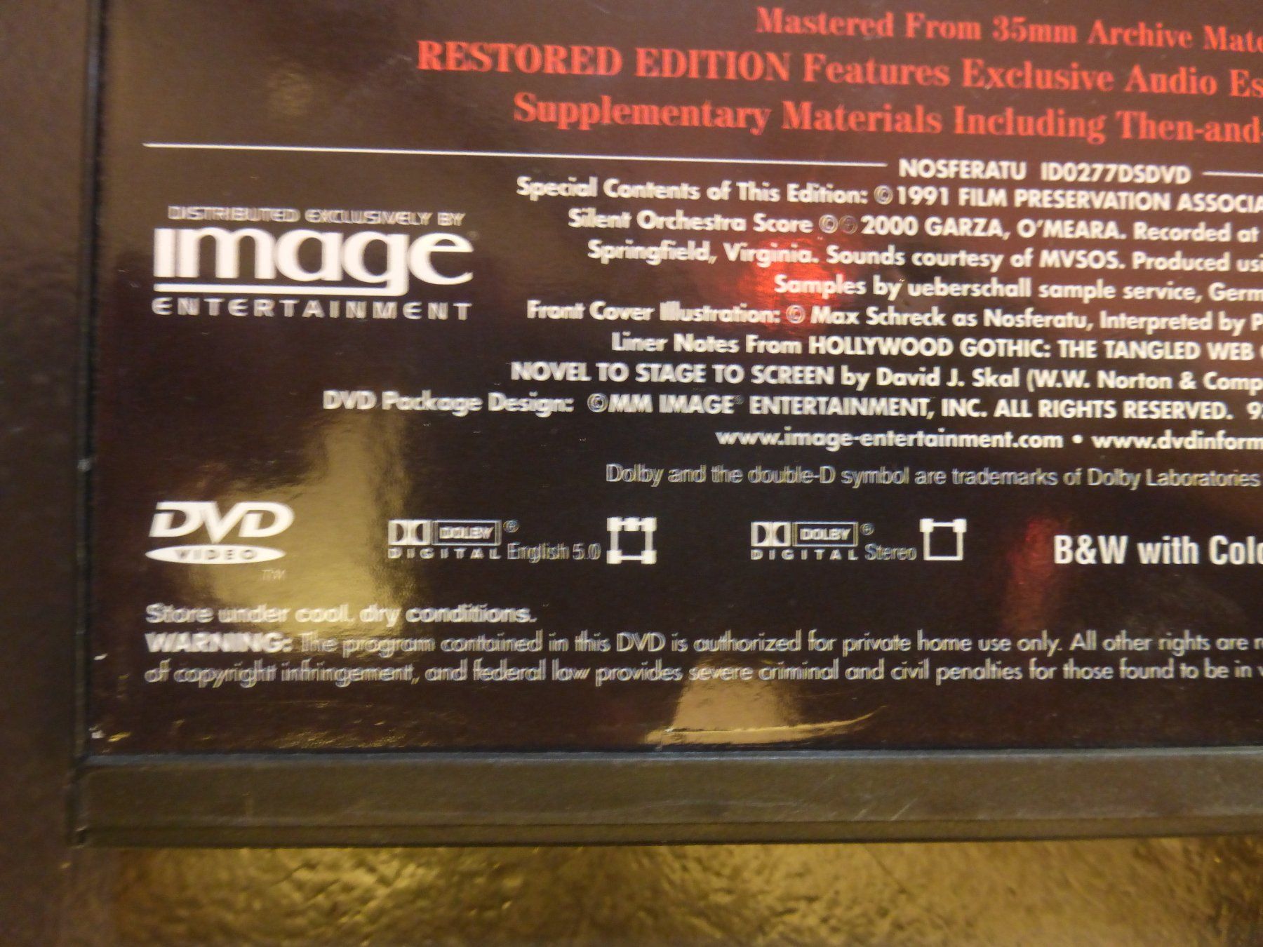Tutti i DVDs: Nosferatu F.W. Murnau Max Schreck DVD – Usato da Zumikon venduto da psisound 5