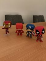 4 Marvel Funko Pop Figuren (Iron Man, Cap, Deadpool, DD)