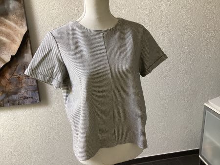 Opus Damen Shirt Grau gestreift Kurzarm Gr. 38/40