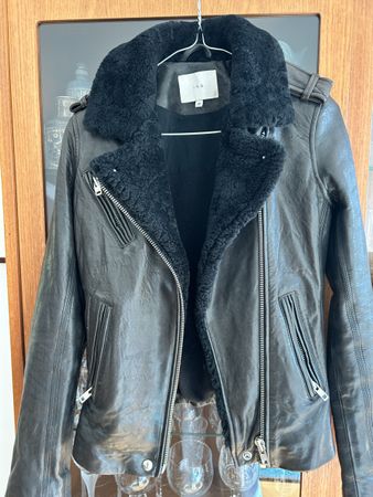 Veste motard IRO Laya cuir noir fourrée taille 36