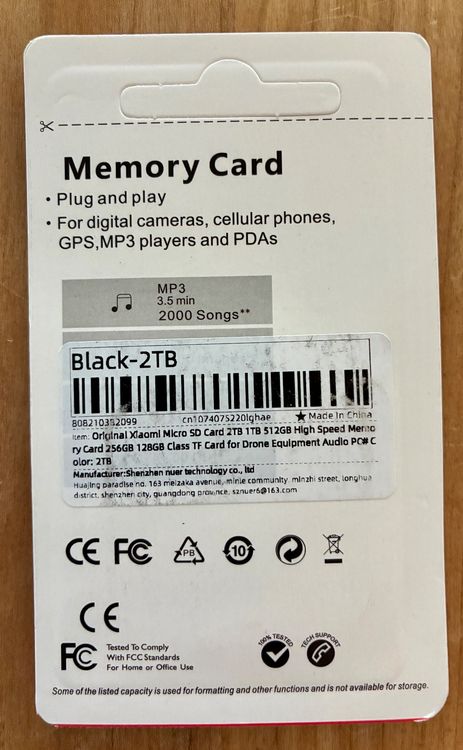 Xiaomi Cartes mémoire: Original Xiaomi Micro SD 2TB, NEU & OVP – Neuf avec emballage d'origine à Zürich par tersus1981 1