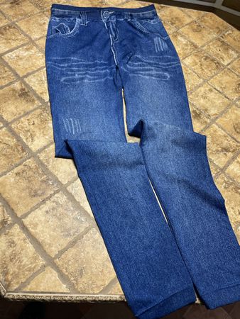 Chic leggings-effetto jeans-vita alta-tg M/L💫feste
