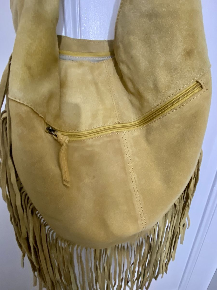 Borse da donna: Wildledertasche in Vanillegelb mit Fransen – Nuovo (secondo la descrizione) da Zürich venduto da Unique2400 6