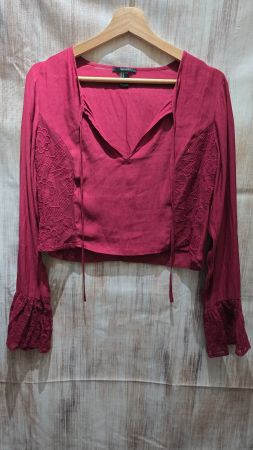 🎉 Forever 21 Boho Bluse - M - Weinrot/Burgunder
