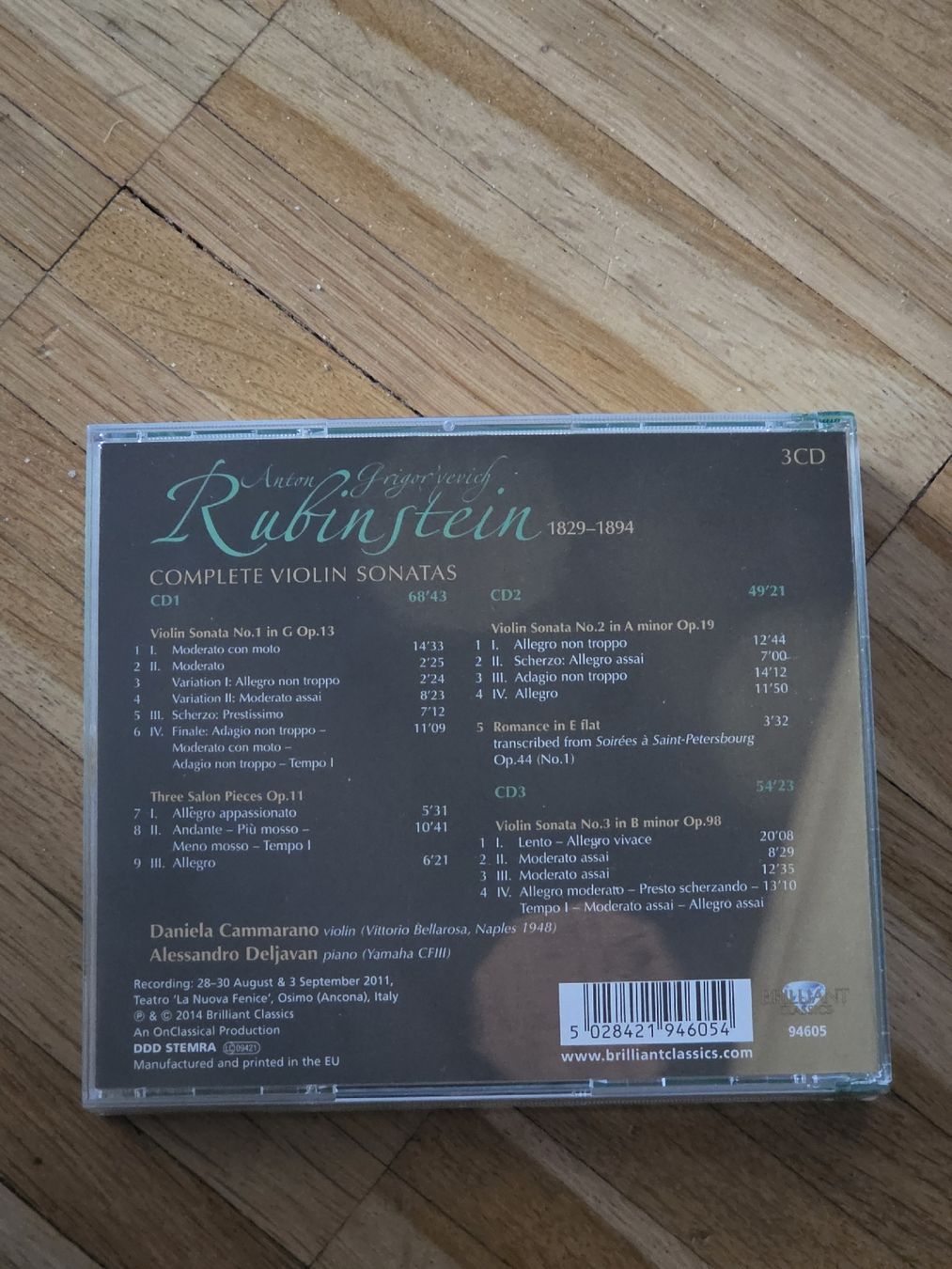 CD: CD-Box (3CDs): Anton Rubinstein: Complete Violin Sonatas – Usato da Aesch BL venduto da immon 1