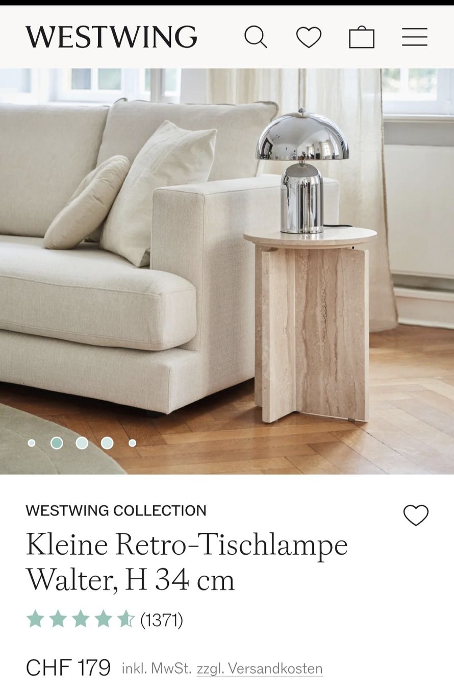 Westwing Lampen: Tischlampe Westwing silberfarbend glänzend NP 179.00 – Neu (gemäss Beschreibung) aus Urtenen-Schönbühl von swan777 3