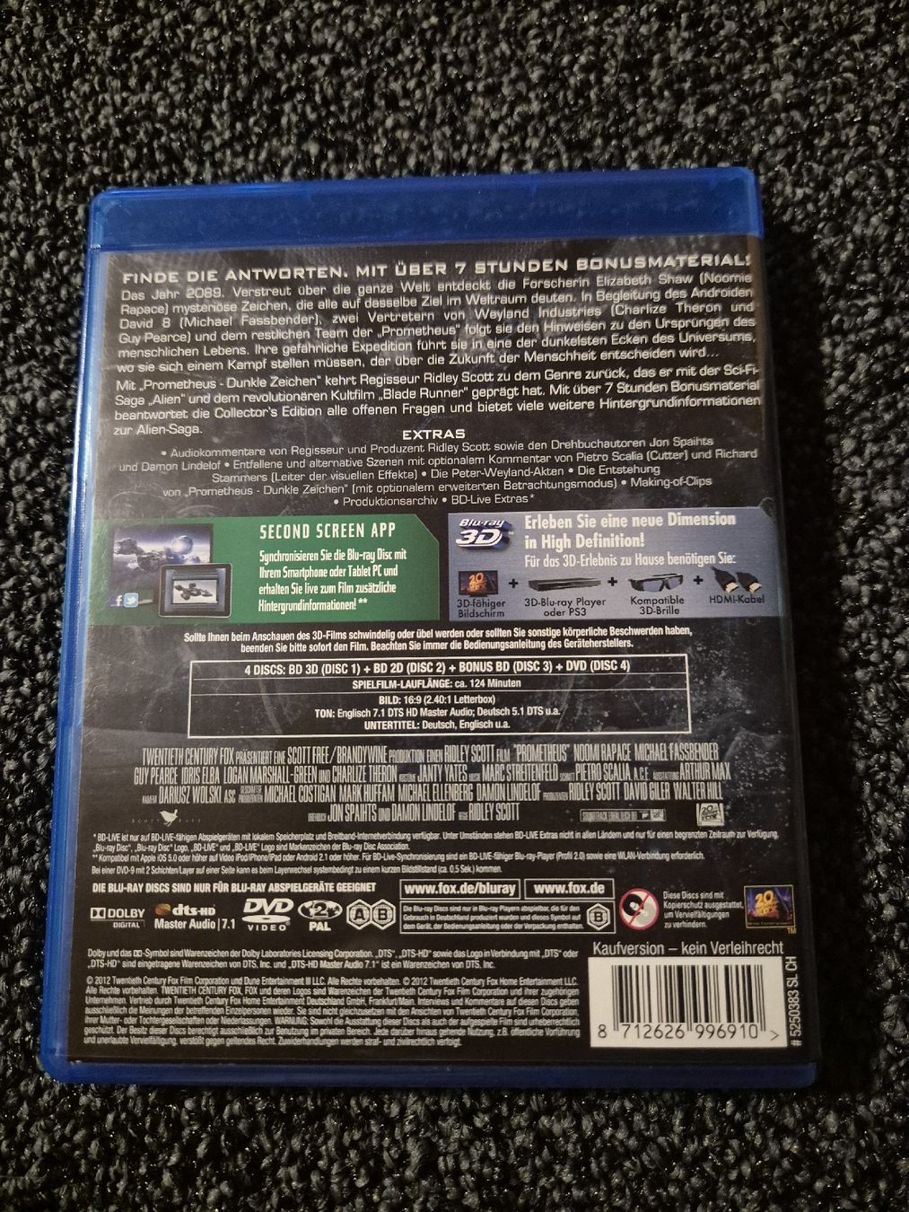 Tutti i DVDs: Prometheus - Dunkle Zeichen 3D Blu-ray – Usato da Ruswil venduto da jan_bxl5 1