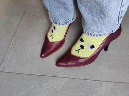 Vintage burgundy leather high heel pumps 38.5