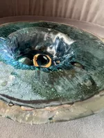 Vintage Kunstglas-Schale in Türkis-Blau