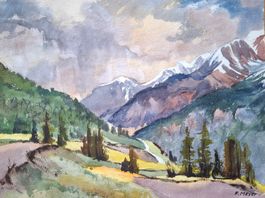 Aquarell Ferdinand Meyer-Streiff Albulatal LENZ GR 1960