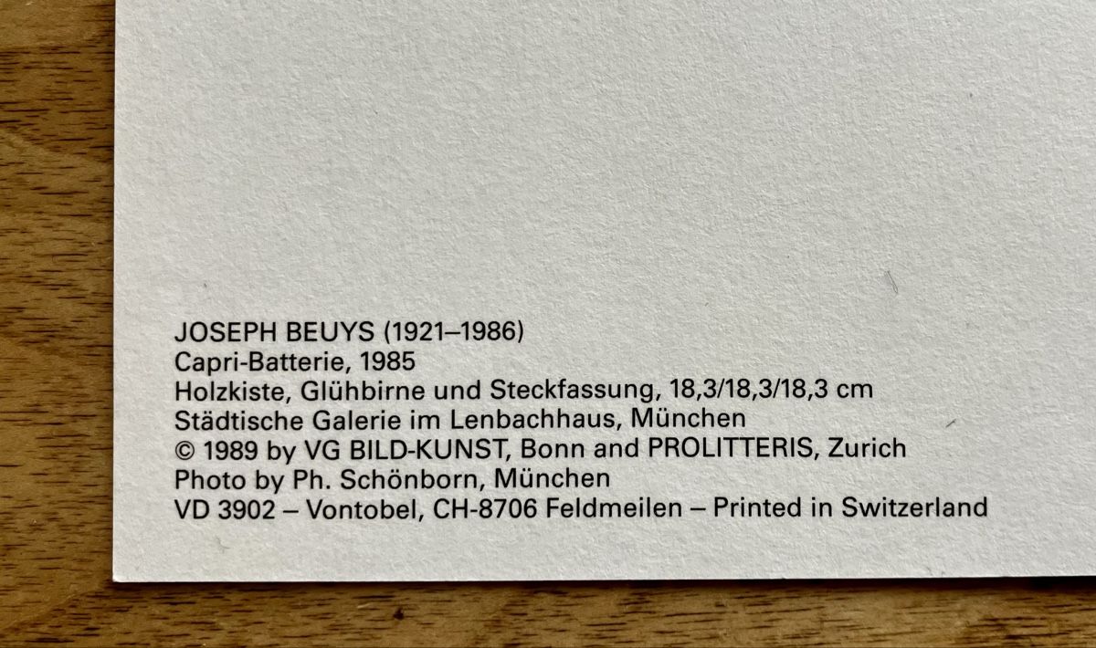 Ansichtskarten: AK Joseph Beuys – Neu (gemäss Beschreibung) aus Buchs AG von Allerleis 2