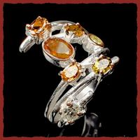 ♛ Künstlerschmuck Edelstein Mix 925 Silber Ring