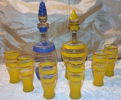 Carafe set, 2 carafes, 6 verres années 1960 env. vintage