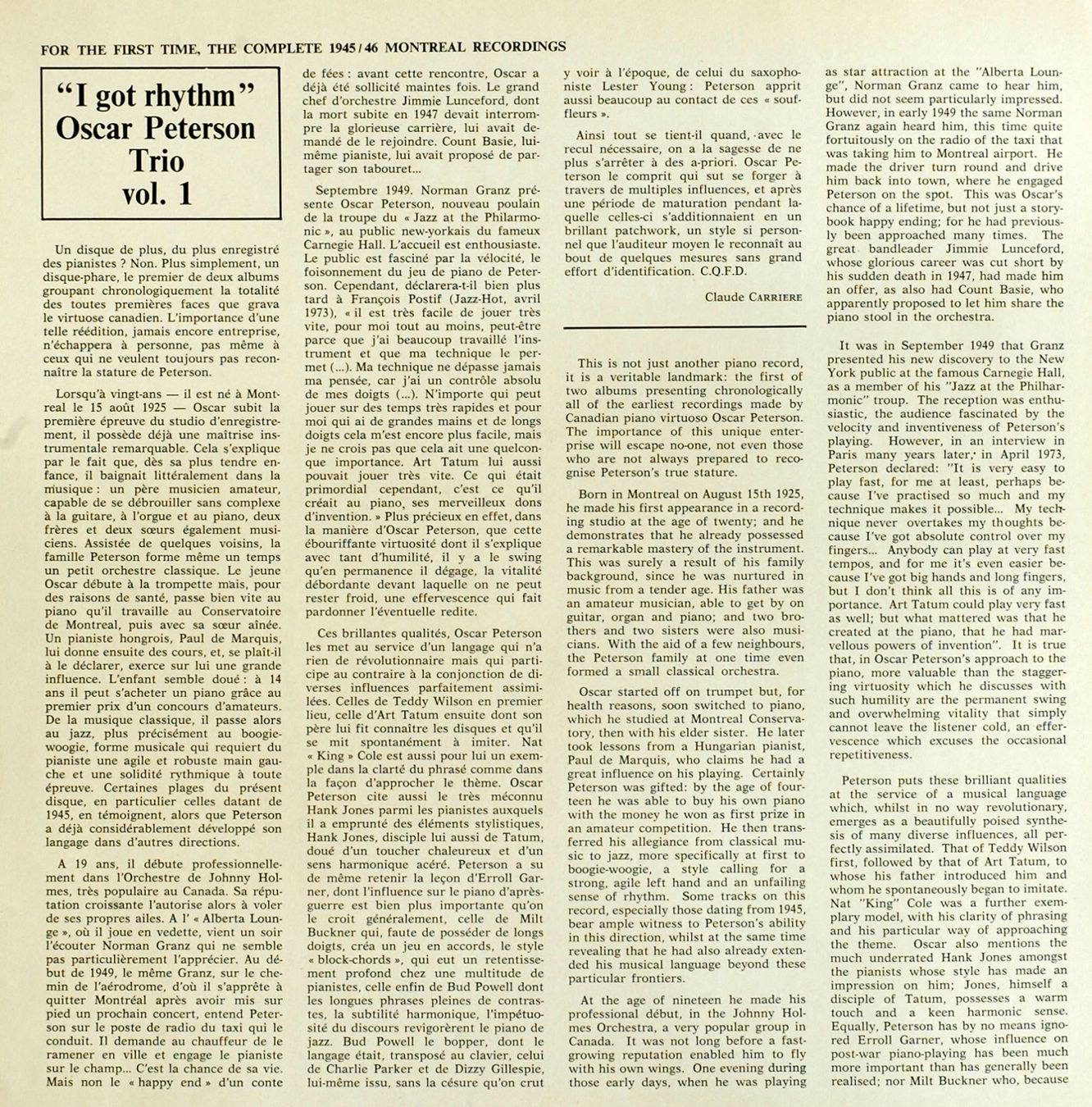 Dischi in vinile: LP: Oscar Peterson "I got rhythm" (RCA) – Usato da Hochfelden venduto da mue_lhm9 1