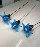 3er Set blaue Gartenstecker mit Glasstern