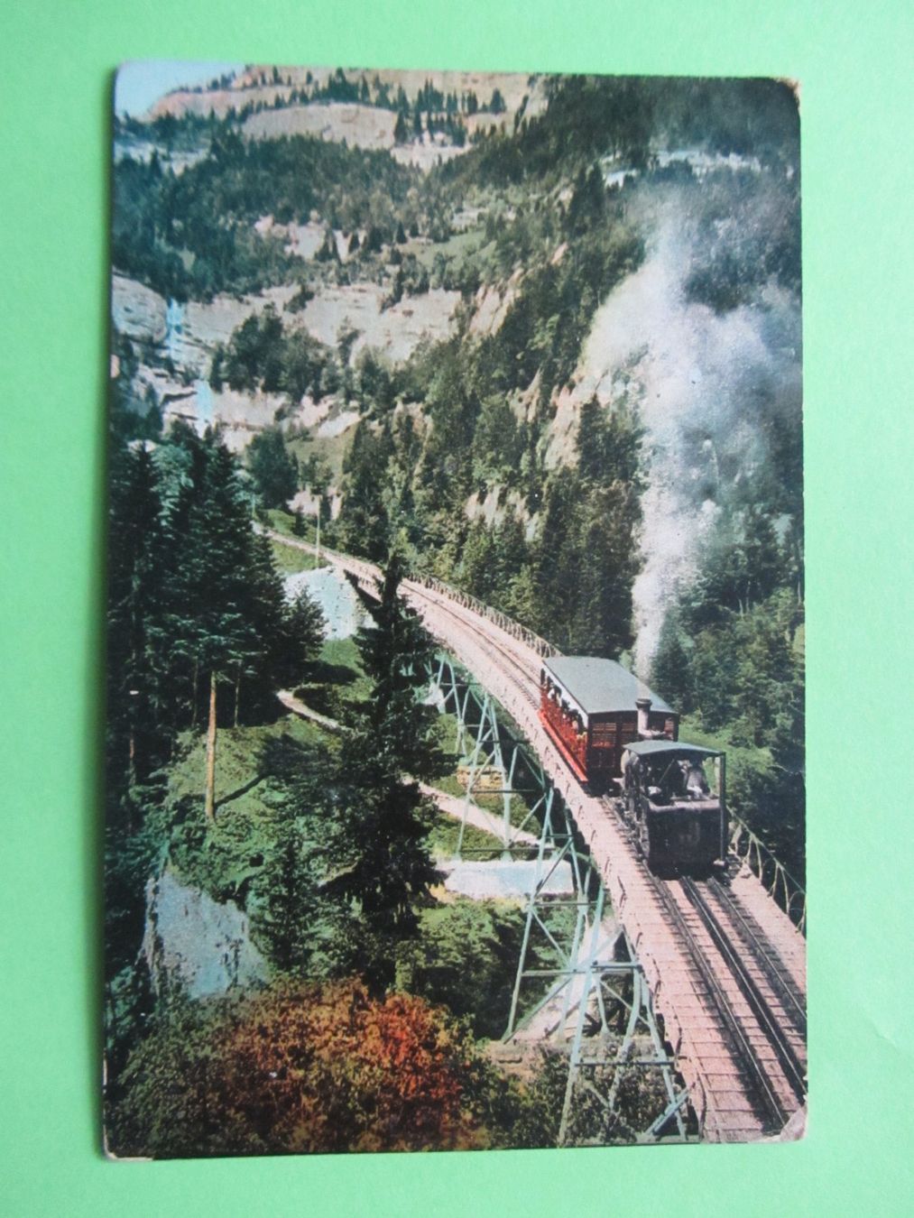 Cartoline postali: Ansichtskarte Koloriert, Rigibahn, Schurtobelbrücke, ca1915. – Usato da Malters venduto da moc_z8d9