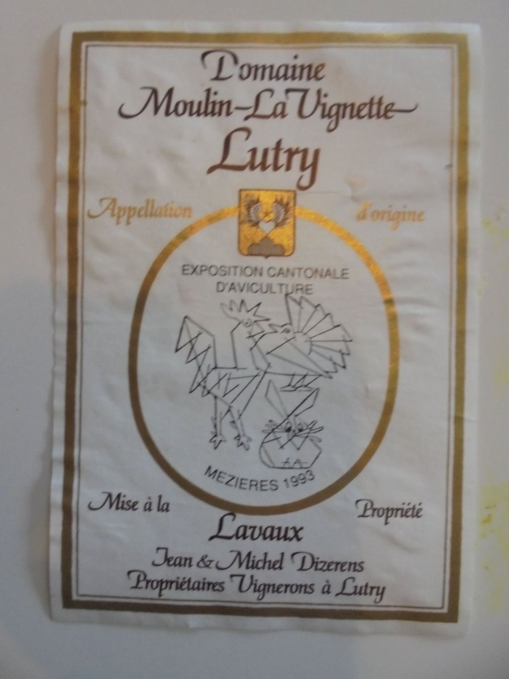 Vino: étiquette de vin " Expo aviculture 1993" – Usato da Crissier venduto da Promopost