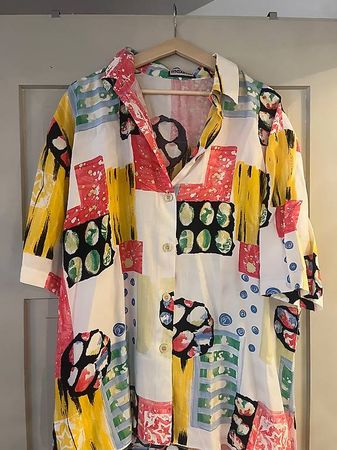 Vintage Hemd Bunt Unisex Abstrakt