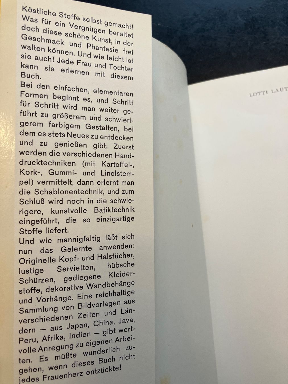 Libri: Stoffdrucken, L. Lauterburg – Usato da Wangen ZH venduto da day01 1