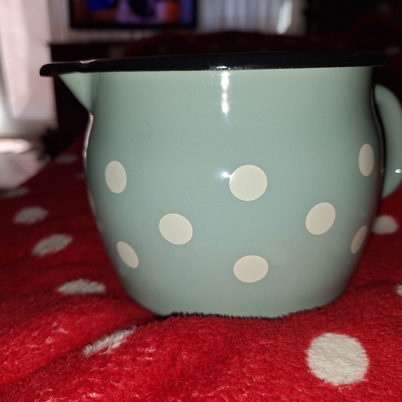 Töpfe: Mintfarbiger Emaille Topf mit Punkten - Retro Chic! – Gebraucht aus spreitenbach von lumbalplatte 5