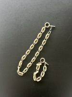 Silver & Cream Chain Set: Necklace + Bracelet. Chic! (52)