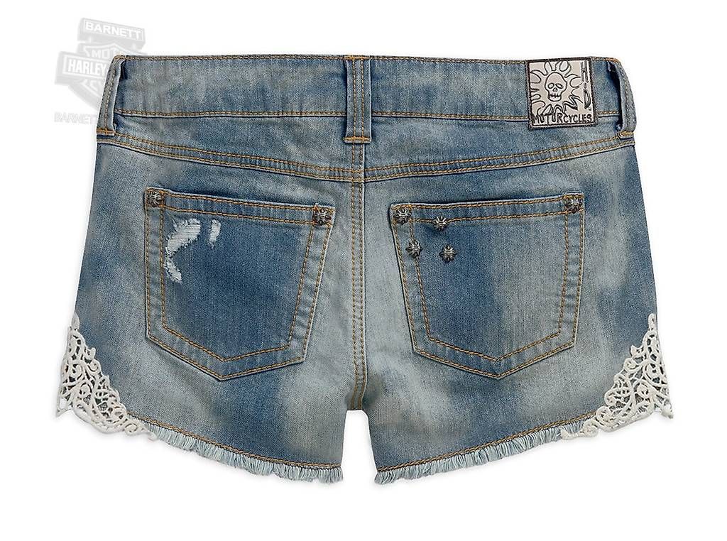 Harley-Davidson Hosen: Harley-Davidson Short - Crocheted Accented Denim Grösse 2 – Neu (gemäss Beschreibung) aus Solothurn von Deinze 2
