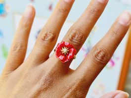 Rosen Ring Emaille Gelbgold Gr. 55