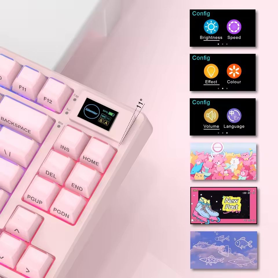 Tastiere: Womier SK80 PRO Wireless Mechanical Pink Keyboard Display – Nuovo e nell'imballaggio originale da Belmont-Lausanne venduto da HausPopCharm 6
