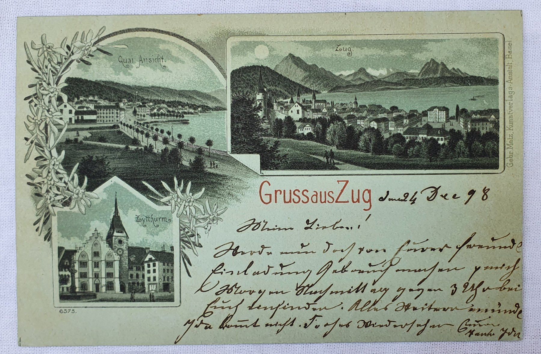 Cartoline postali: Gruss aus Zug 1898 – Usato da Kreuzlingen venduto da Rschweiz1