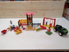 Playmobil Spielplatz, Schaukel, Kletterturm, Zaun, Figuren