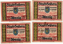 Lot -- 4 x Notgeldscheine 75 Pfennig der Stadt Geldern 1921